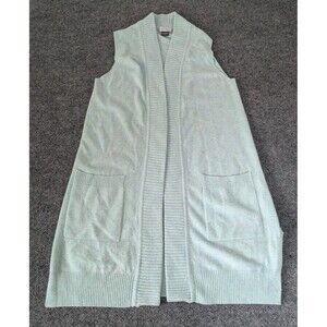 Jack & Jo 100% Cashmere Cardigan Vest Cardigan w/ Pockets Women's Sz Large Blue